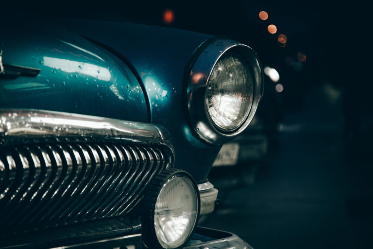 Headlight of old car